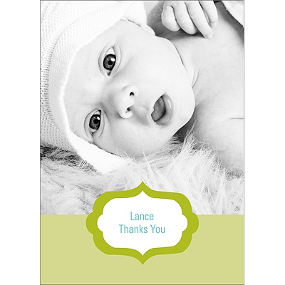 Joyful News in Green -- Baby Thank You Card