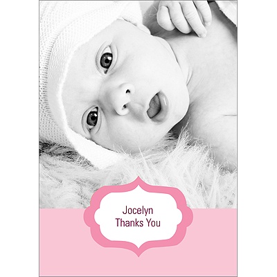 Joyful News in Pink -- Baby Thank You Card
