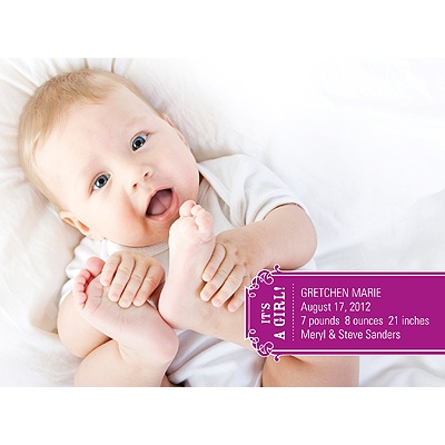 The Golden Ticket -- Girl Photo Birth Announcement
