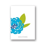 Peony Perfection in Blue -- Personalized Note Card