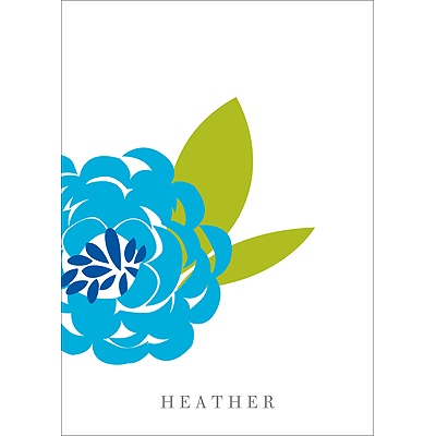 Peony Perfection in Blue -- Personalized Note Card