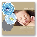 Peek Around the Flowers in Blue -- Baby Announcement