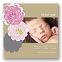 Peek Around the Flowers in Pink -- Baby Announcement