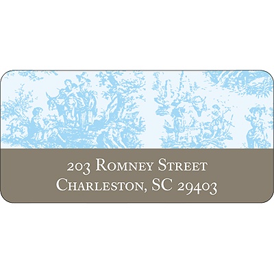 Memories in Blue -- Toile Address Label