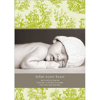 THE GOLDEN TICKET -- BOY PHOTO BIRTH ANNOUNCEMENT, 2in. x 4in. Folded Holiday Card