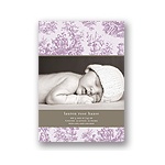 Memories in Purple -- Toile Photo Birth Announcement