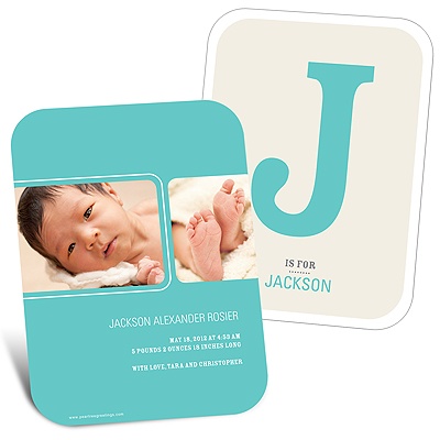 B is for Baby --  Boy Monogrammed Birth Announcements