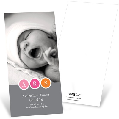Monogram Seal -- Girl Photo Birth Announcement