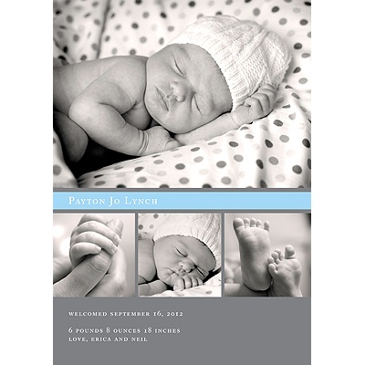 THE GOLDEN TICKET -- BOY PHOTO BIRTH ANNOUNCEMENT, 2in. x 4in. Folded Holiday Card
