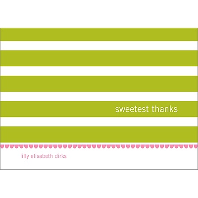 Stripes and Scallops --  Baby Girl Thank You Card