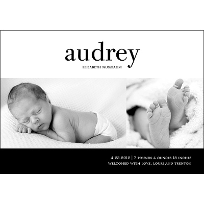 Bold Baby -- Girl Photo Birth Announcement