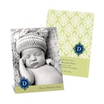 Born in Elegance in Green -- Photo Birth Announcement