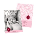 Born in Elegance in Pink -- Photo Birth Announcement