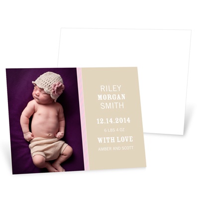 Lovely Stripes in Pink -- Photo Birth Announcement
