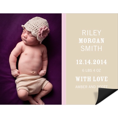 Striped Debut -- Birth Announcement Magnets