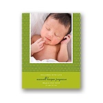 Stylish Swirls in Green -- Photo Birth Announcement