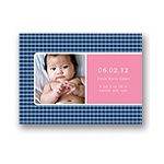 Criss Cross Love in Blue -- Photo Birth Announcement