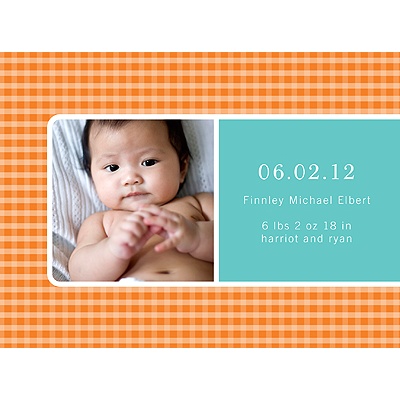 Criss Cross Love in Orange -- Photo Birth Announcement