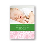 Welcoming Blooms in Pink -- Photo Birth Announcement