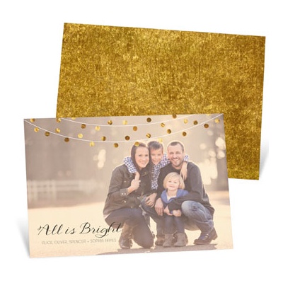 Horizontal Bright String of Lights -- Holiday Photo Cards