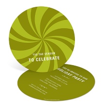 Peppermint Swirl in Green -- Christmas Party Invitations