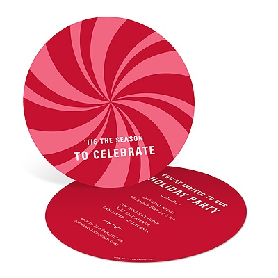 Peppermint Swirl in Red -- Christmas Party Invitations