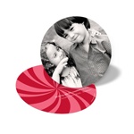 Peppermint Swirl Circle -- Red Photo Christmas Card