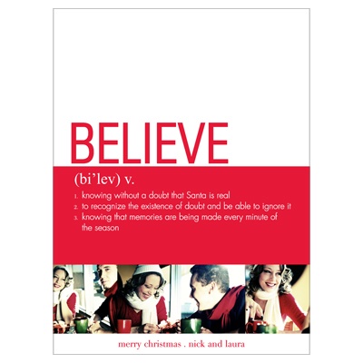 Believe Definition -- Holiday Photo Cards