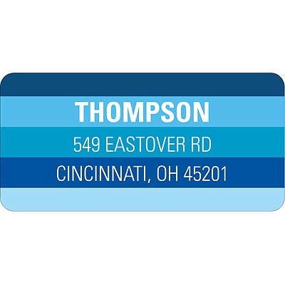 Shades of Stripes in Blue -- Holiday Address Label