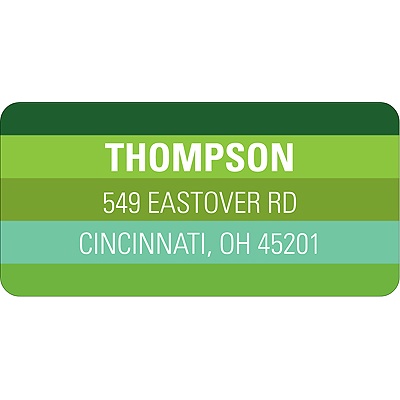Shades of Stripes in Green -- Christmas Address Label