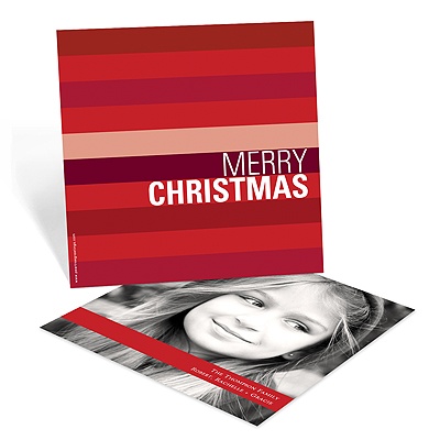 Shades of Stripes in Red -- Photo Christmas Card