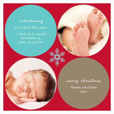 Simply Snowflake Baby Boy -- Christmas Photo Birth Announcements