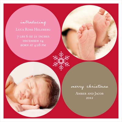 Simply Snowflake Baby Girl -- Christmas Photo Birth Announcements