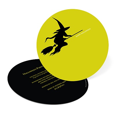 Flying Witch Silhouette -- Halloween Party Invitation
