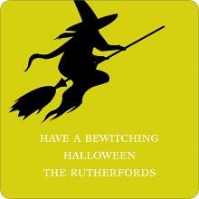 Flying Witch Silhouette - Personalized Stickers