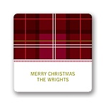 Festive Plaid Pattern -- Christmas Gift Stickers
