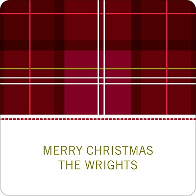 Festive Plaid Pattern -- Christmas Gift Stickers
