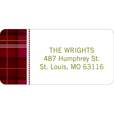 Festive Plaid Pattern -- Christmas Address Label
