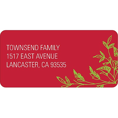 Green Leaves Sketch -- Christmas Address Label