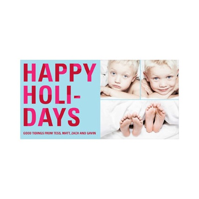 Bold Holiday Lettering in Blue -- Photo Christmas Cards