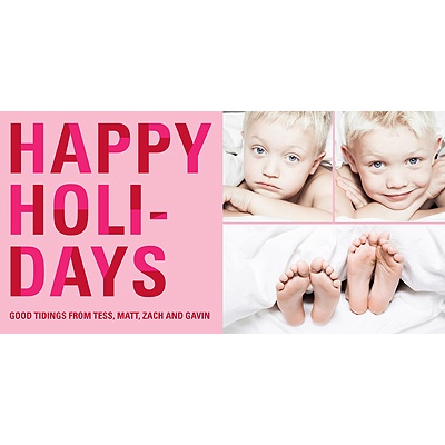 Bold Holiday Lettering in Pink -- Christmas Photo Cards