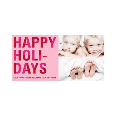 Bold Holiday Lettering in Pink -- Photo Christmas Cards
