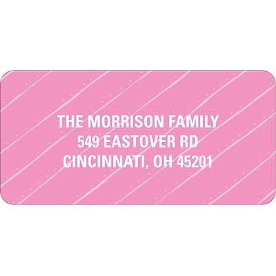 Angled Stripes in Pink -- Christmas Address Label
