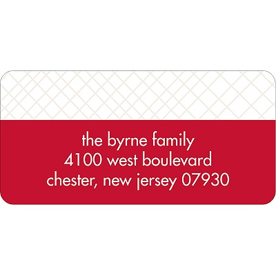 Red Holiday Stenciling -- Christmas Address Label