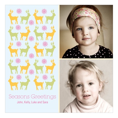 Gathering Deer In Blue -- Holiday Photo Cards