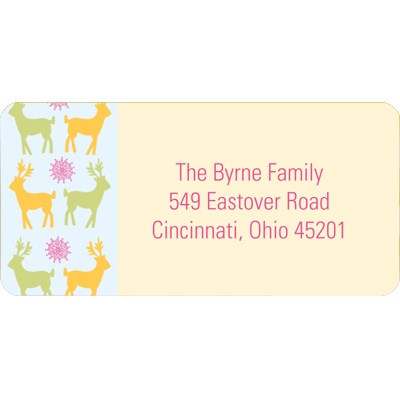 Colorful Reindeer Reflection -- Blue Christmas Address Label