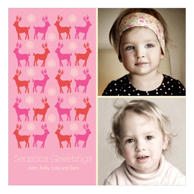 Gathering Deer in Pink -- Photo Christmas Card