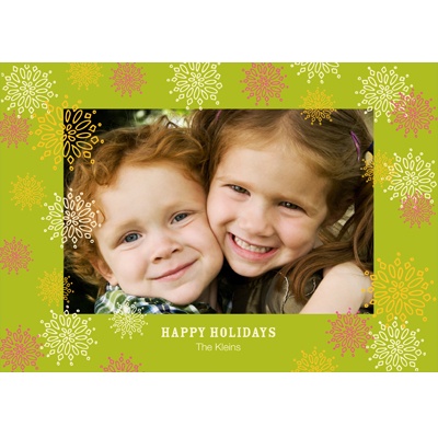 Frosted Snowflakes in Green - Photo Christmas Cards
