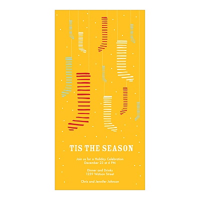 Hang the Stockings -- Yellow Christmas Party Invitation
