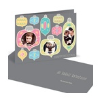Colorful Ornaments in Grey-- Photo Christmas Card